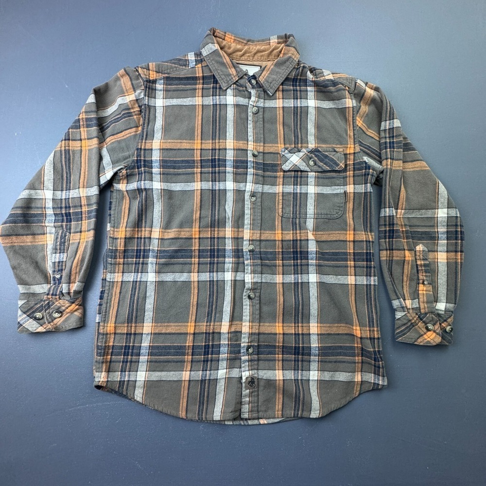 Legendary Whitetails Flannel Shirt Men's Medium Plaid Gray Buck Camp Button Up